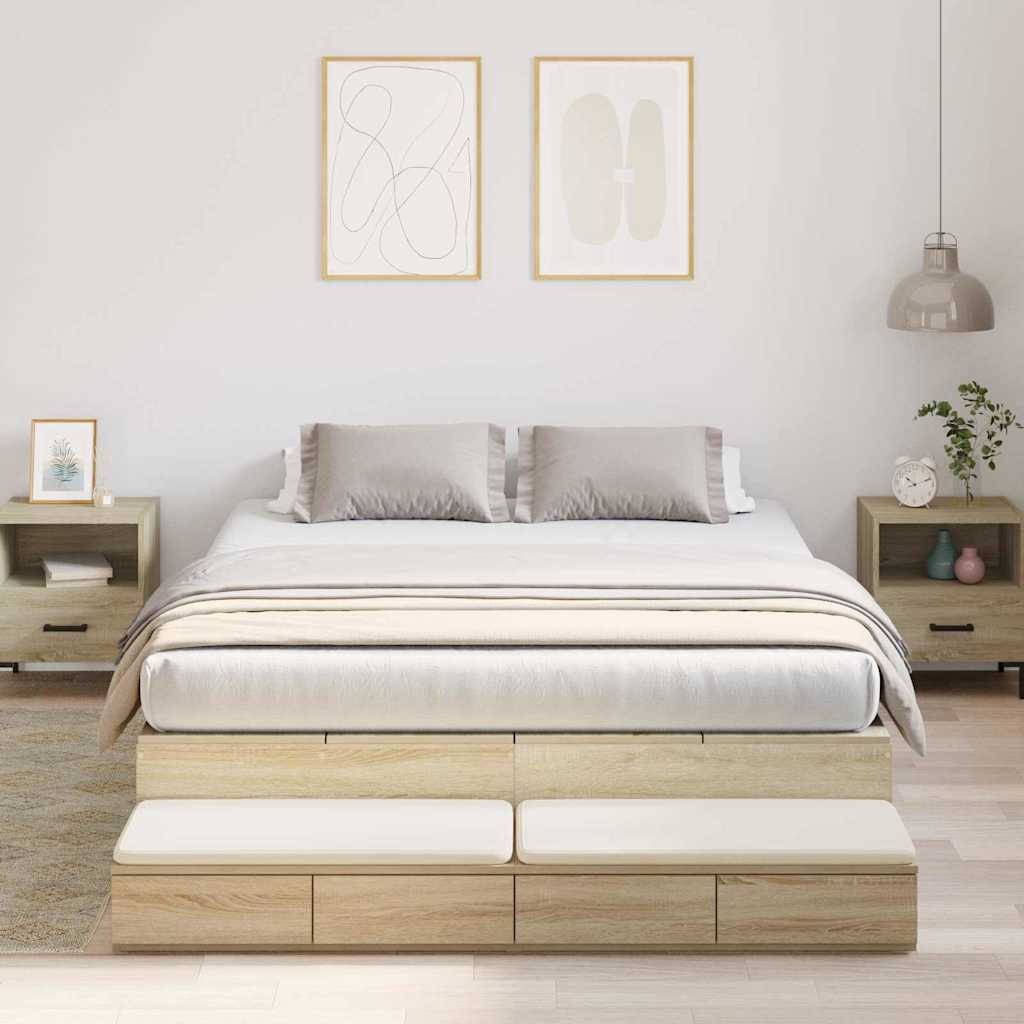 Struttura letto con contenitore Rovere Sonoma 150 cm | homemem39