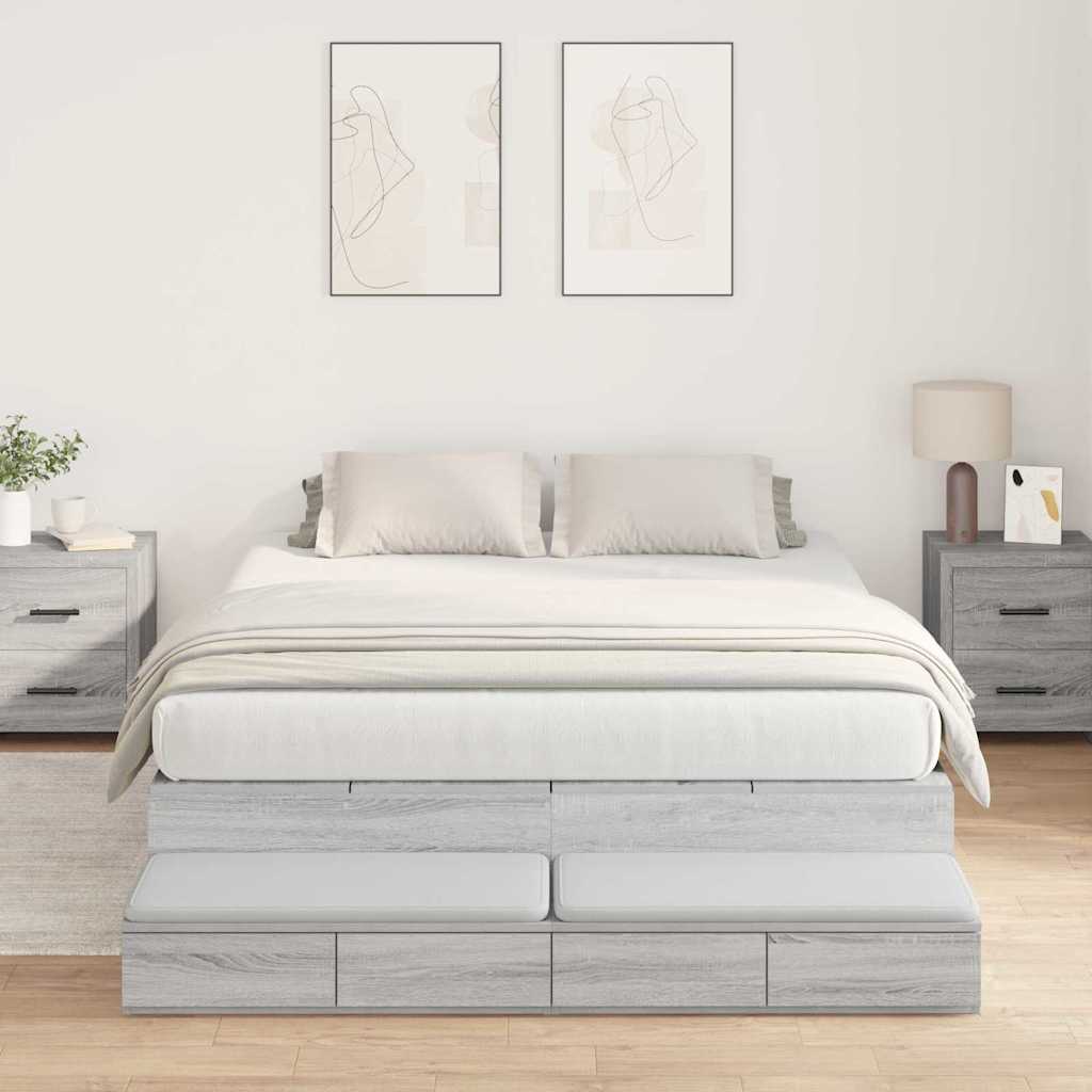 Struttura letto con contenitore con cassetto Grigio sonoma - homemem39