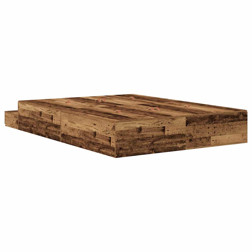 Struttura letto con contenitore con cassetto Legno vecchio - homemem39