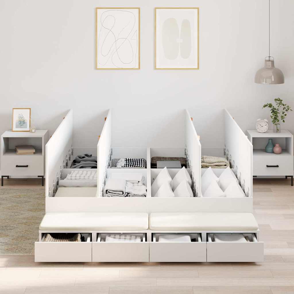 Struttura letto con contenitore Bianco 236.5 x 160 x 31.5 cm - homemem39