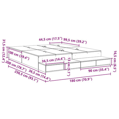 Struttura letto con contenitore Bianco 180 cm Legno multistrato | homemem39