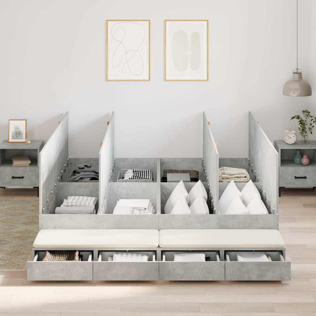 Struttura letto con contenitore con cassetto Grigio cemento - homemem39