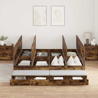 Struttura letto con contenitore con cassetto Rovere fumé - homemem39
