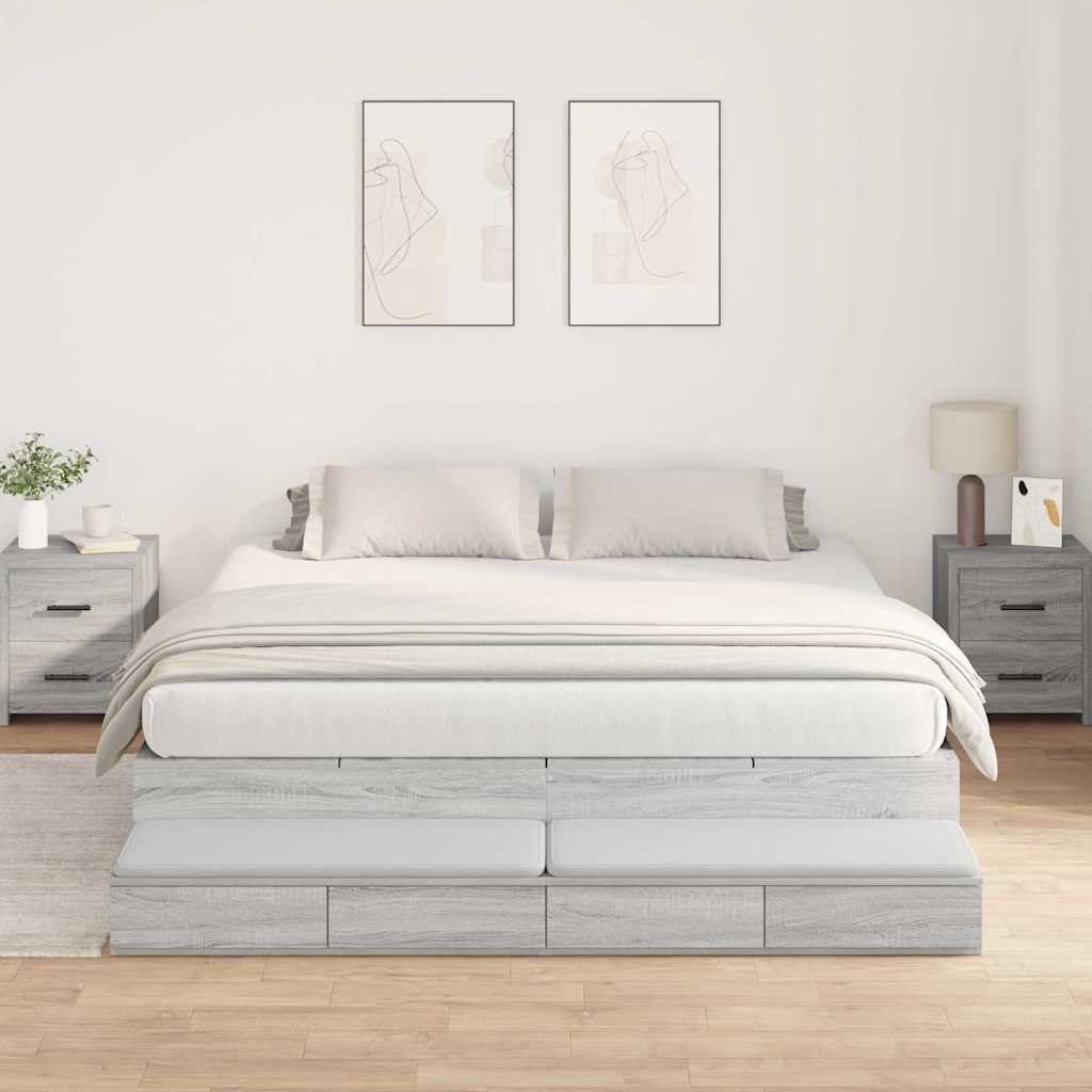 Struttura letto con contenitore con cassetto Grigio sonoma - homemem39