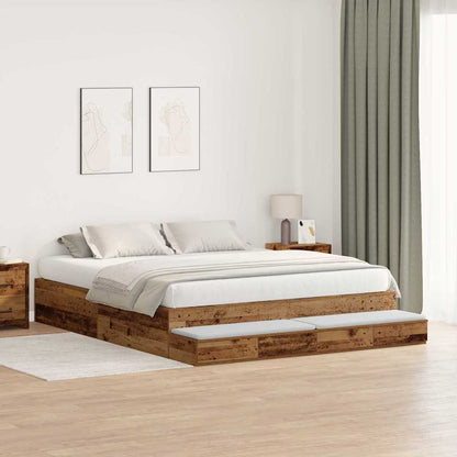 Struttura letto con contenitore con cassetto Legno vecchio - homemem39