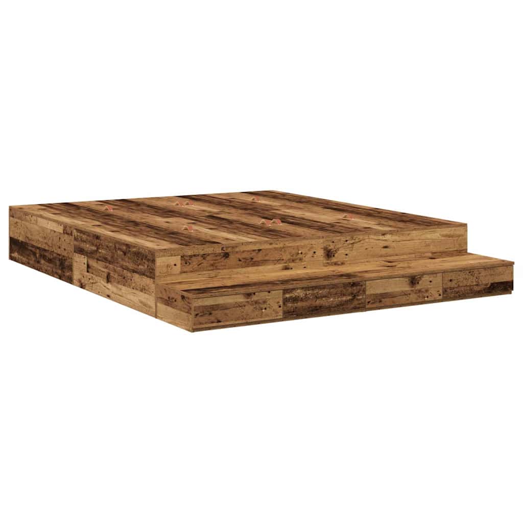 Struttura letto con contenitore con cassetto Legno vecchio - homemem39