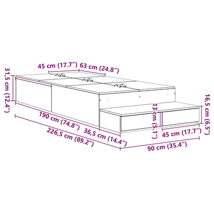 Struttura letto con contenitore Bianco 226.5 x 90 x 31.5 cm - homemem39