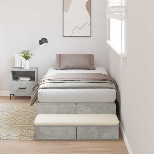 Struttura letto con contenitore con cassetto Grigio cemento - homemem39