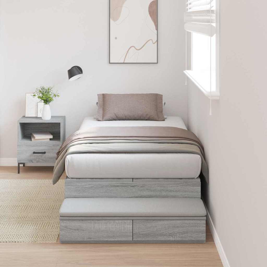 Struttura letto con contenitore con cassetto Grigio sonoma - homemem39