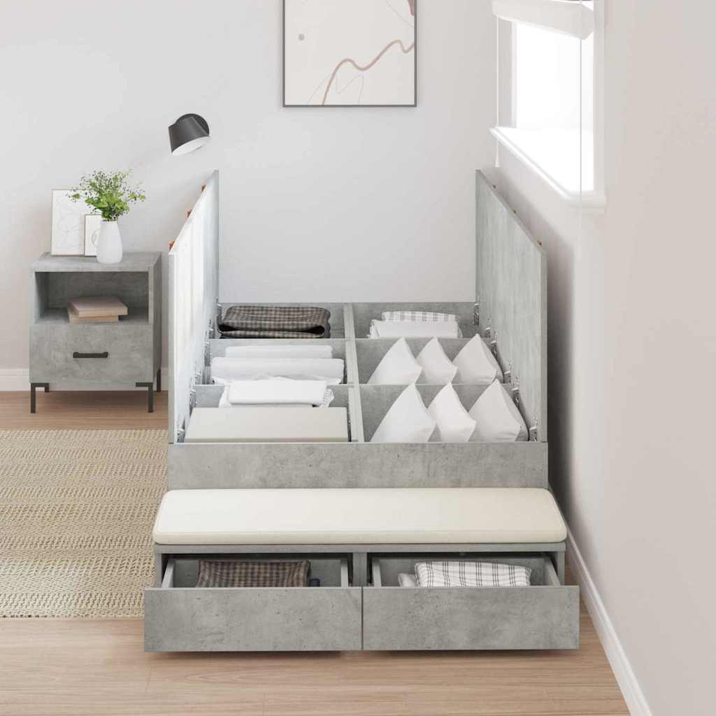 Struttura letto con contenitore con cassetto Grigio cemento - homemem39