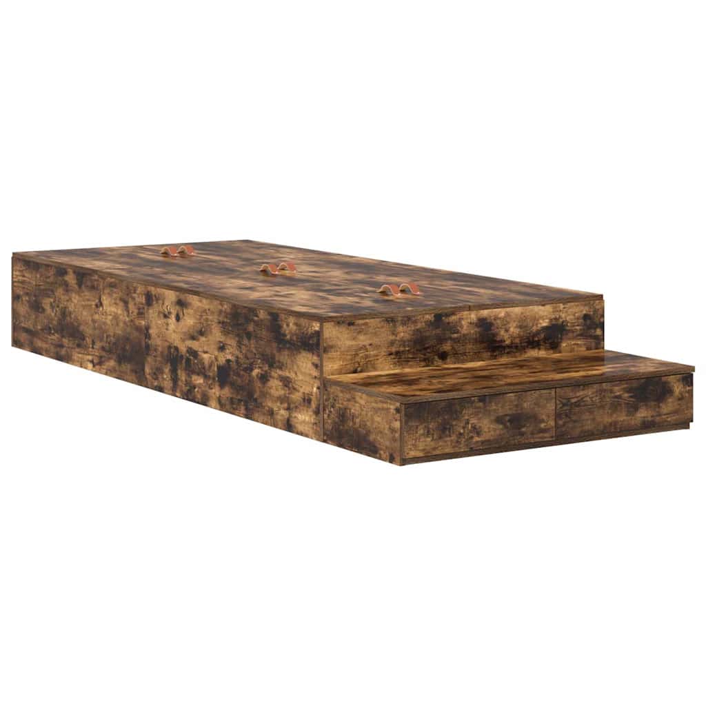 Struttura letto con contenitore con cassetto Rovere fumé - homemem39