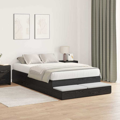 Struttura letto con contenitore con cassetto Rovere nero - homemem39
