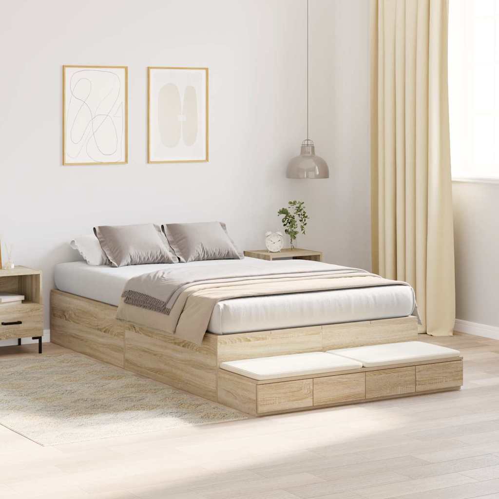 Struttura letto con contenitore con cassetto Rovere Sonoma - homemem39