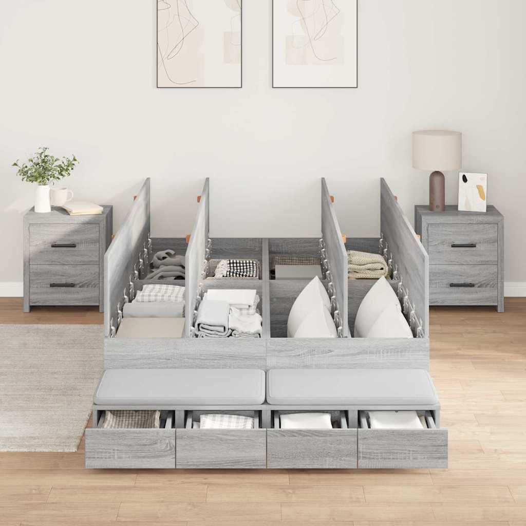Struttura letto con contenitore con cassetto Grigio sonoma - homemem39