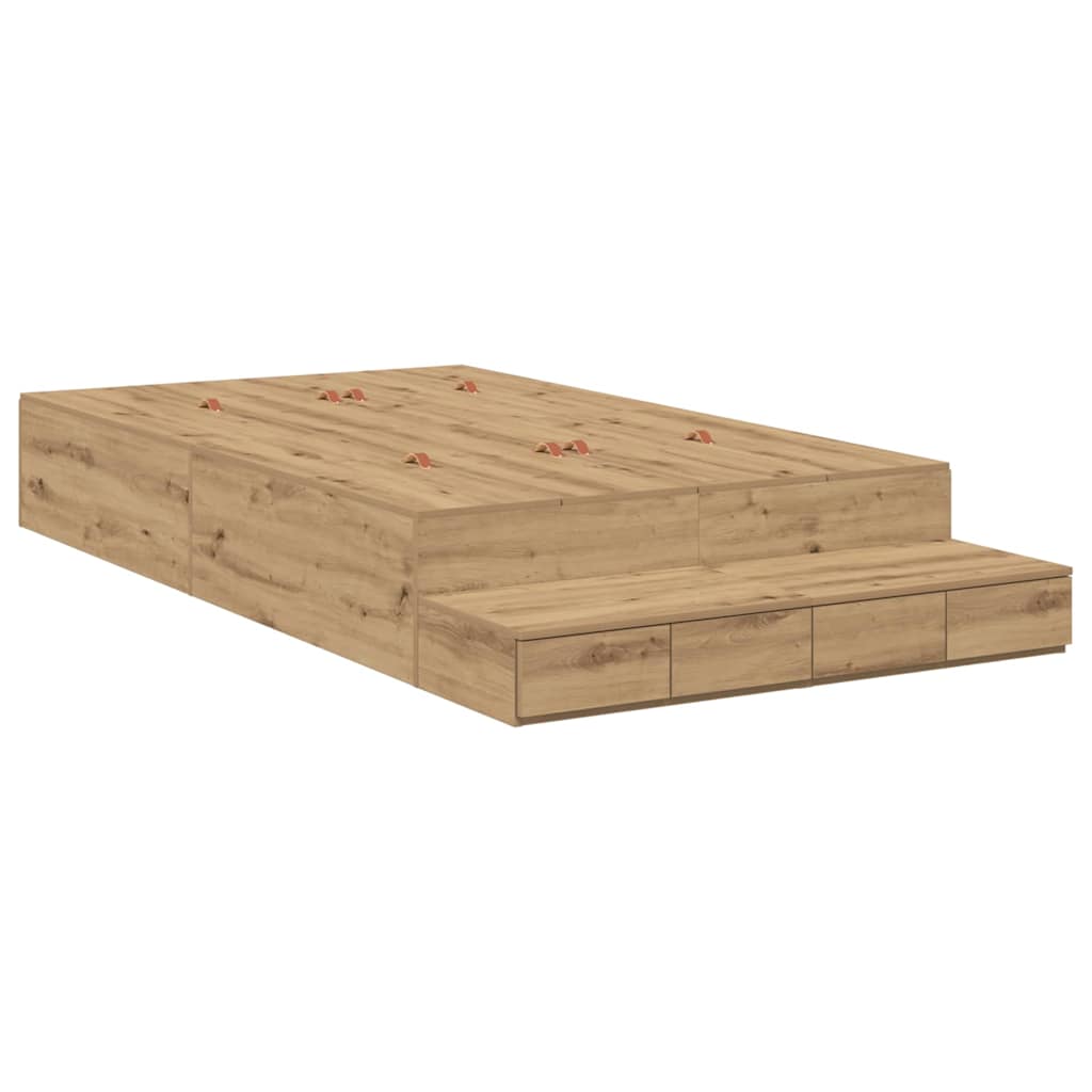 Struttura letto con contenitore con cassetto rovere artigianale - homemem39