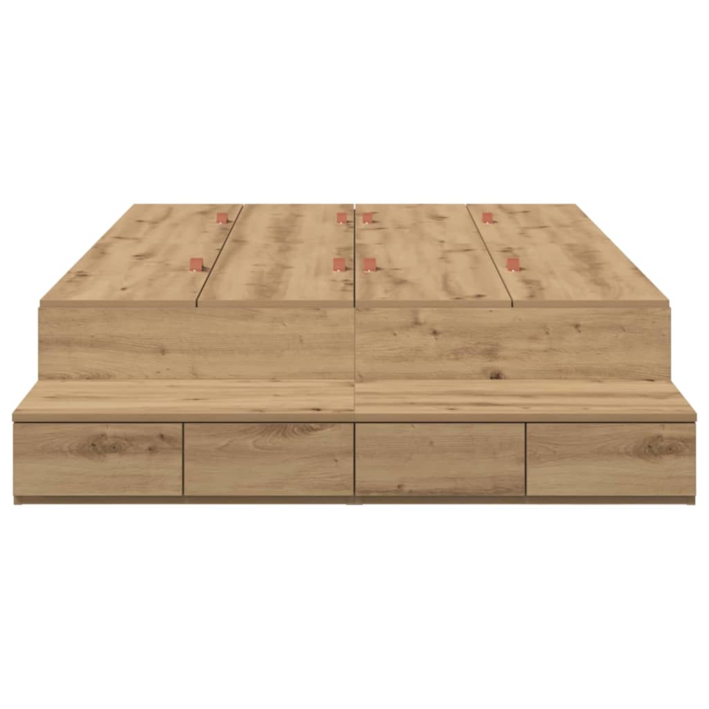 Struttura letto con contenitore con cassetto rovere artigianale - homemem39