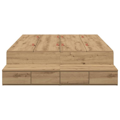 Struttura letto con contenitore con cassetto rovere artigianale - homemem39