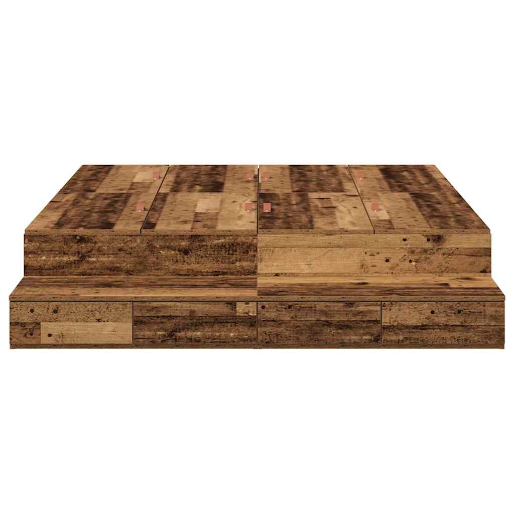 Struttura letto con contenitore con cassetto Legno vecchio - homemem39