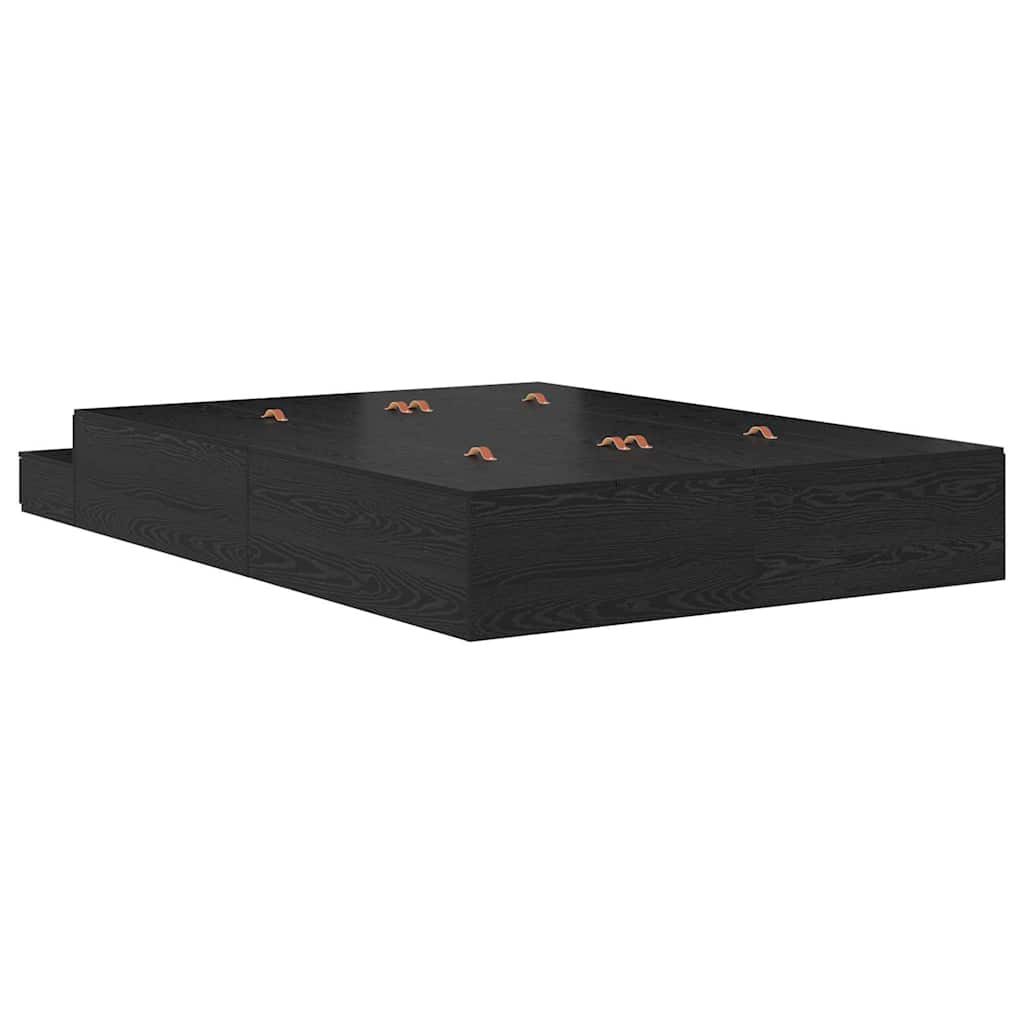 Struttura letto con contenitore con cassetto Rovere Nero 135 cm | homemem39