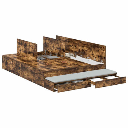 Struttura letto con contenitore con cassetto Rovere fumé - homemem39