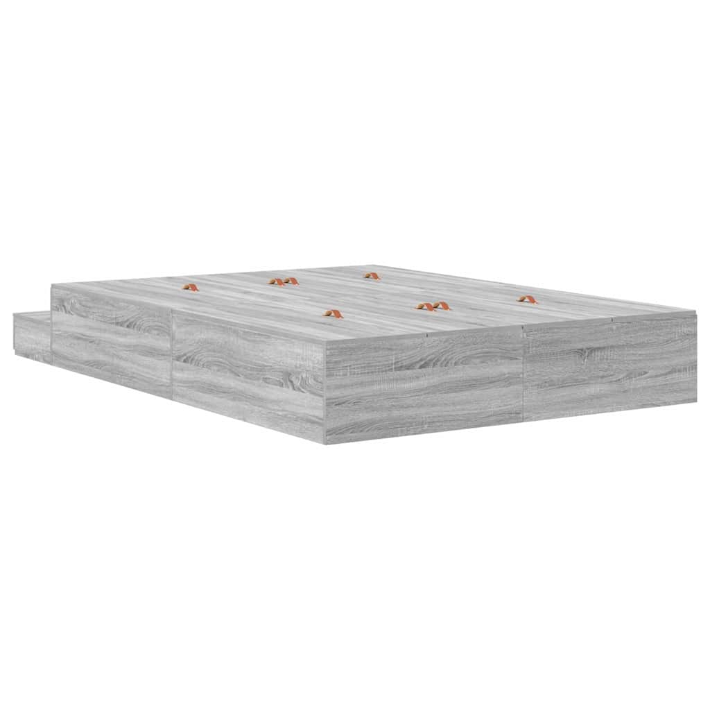 Struttura letto con contenitore Grigio Sonoma 135 cm | homemem39