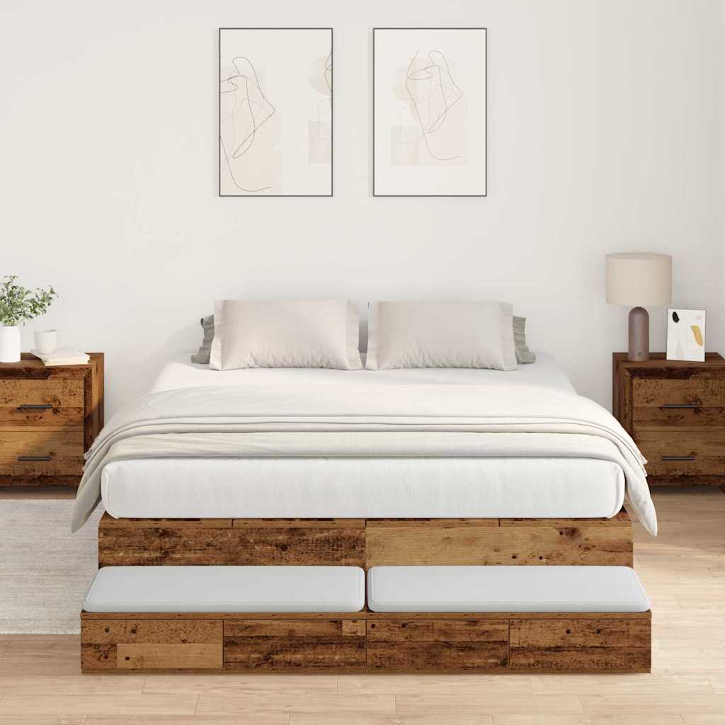 Struttura letto con contenitore con cassetto Legno vecchio - homemem39