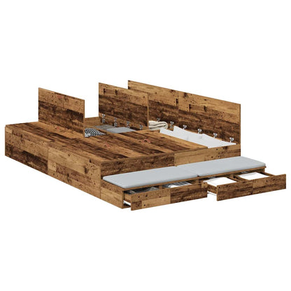 Struttura letto con contenitore con cassetto Legno vecchio - homemem39