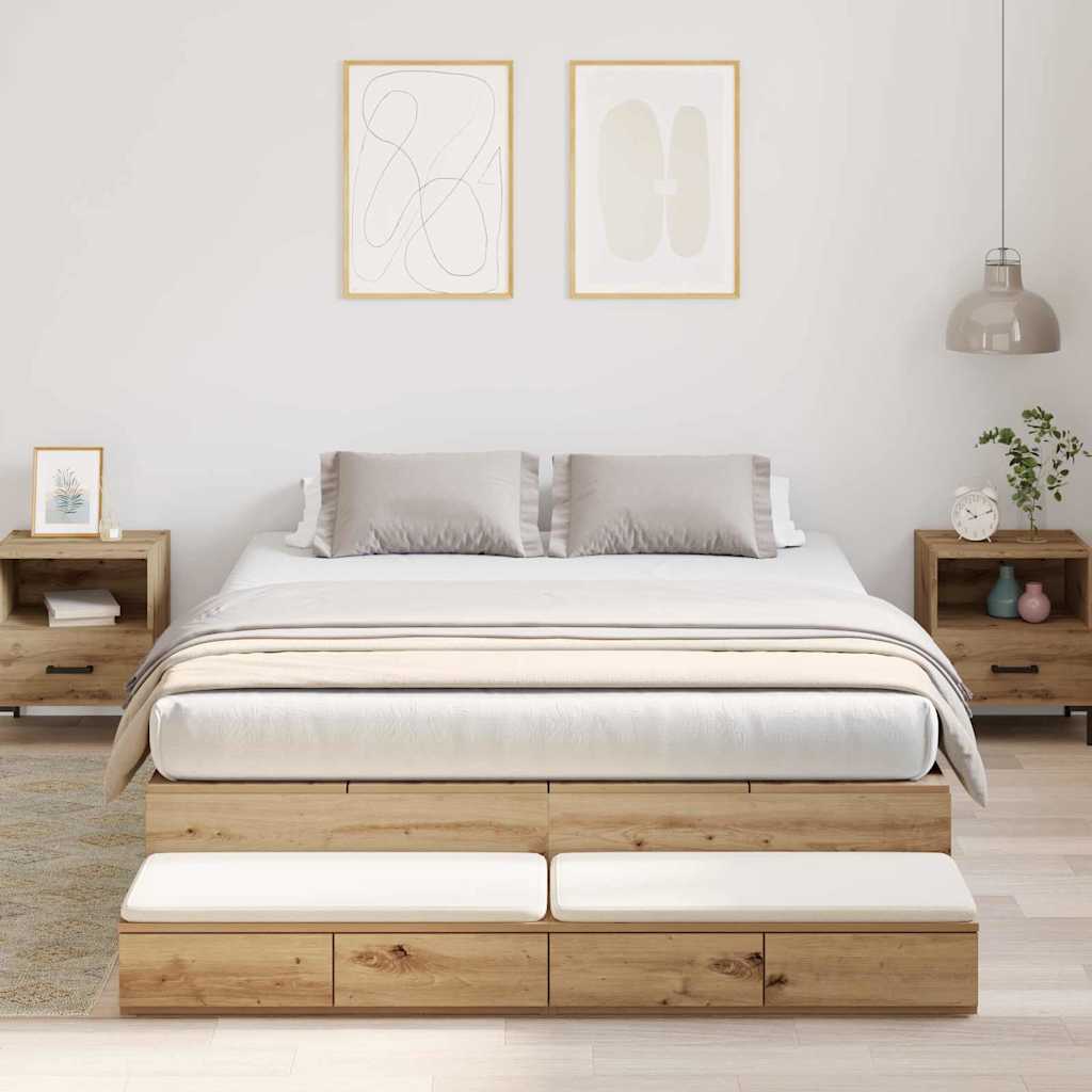 Struttura letto con contenitore con cassetto rovere artigianale - homemem39