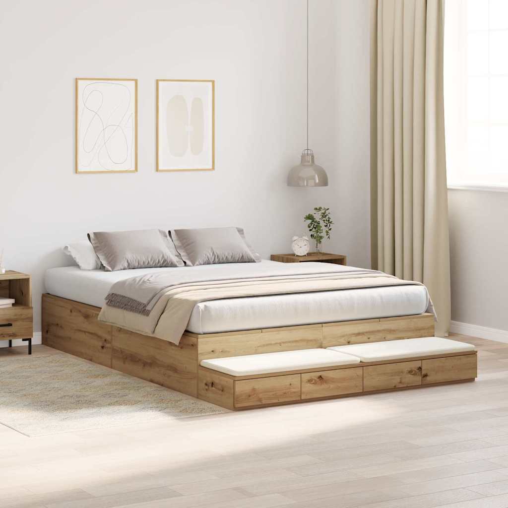 Struttura letto con contenitore con cassetto rovere artigianale - homemem39