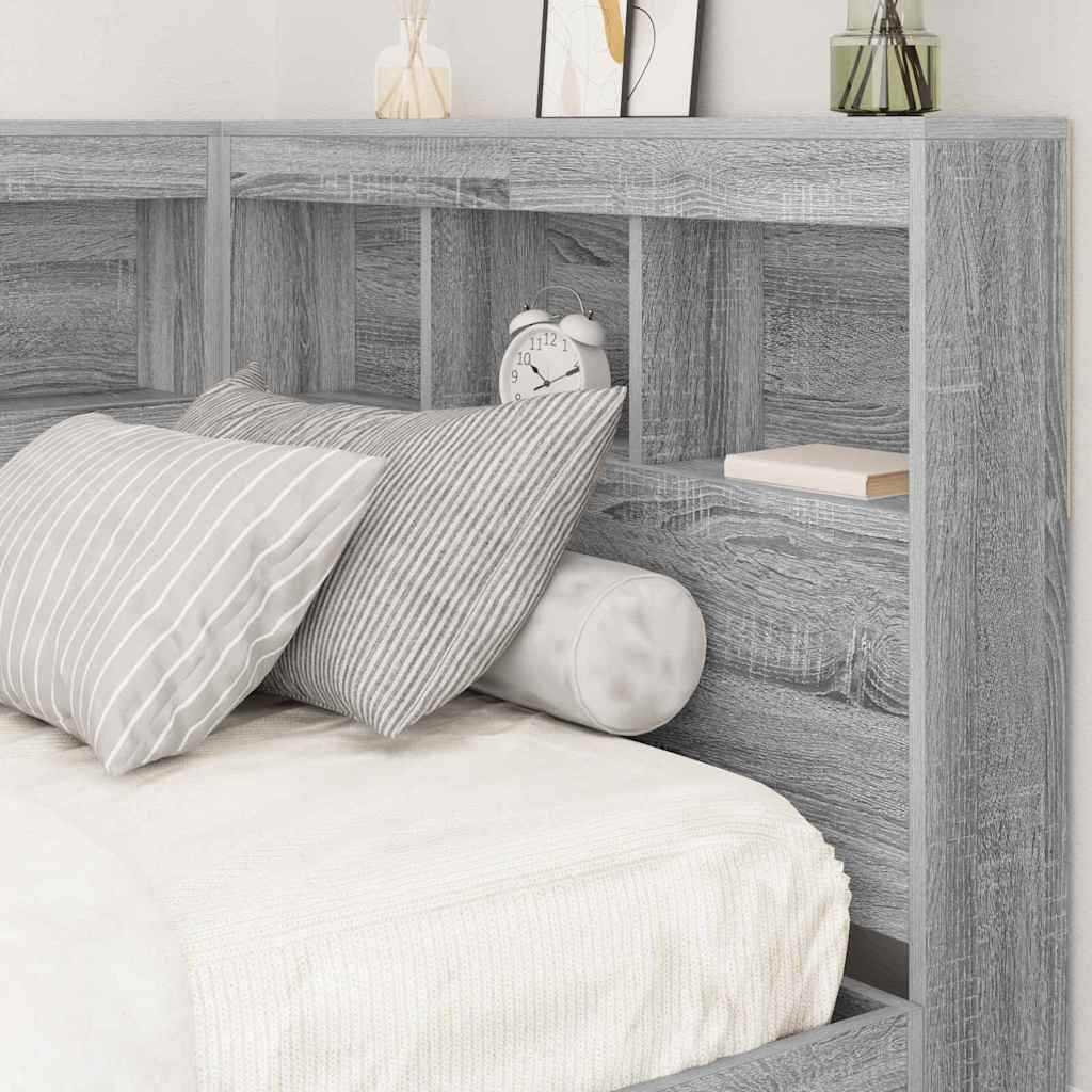 Letto Libreria Grigio sonoma 100 x 200 cm Legno multistrato | homemem39