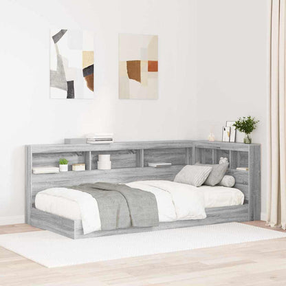 Letto Libreria Grigio sonoma 100 x 200 cm Legno multistrato | homemem39