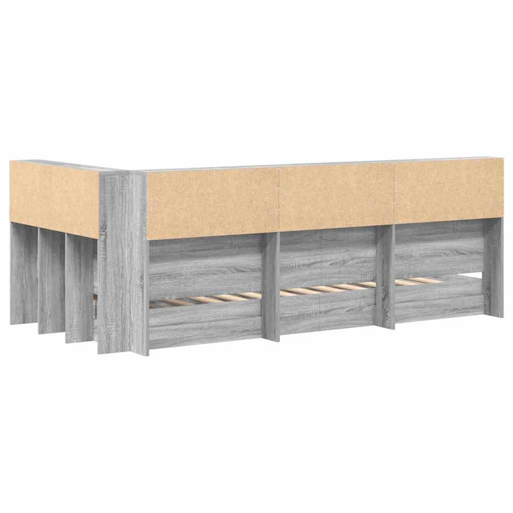 Letto Libreria Grigio sonoma 100 x 200 cm Legno multistrato | homemem39