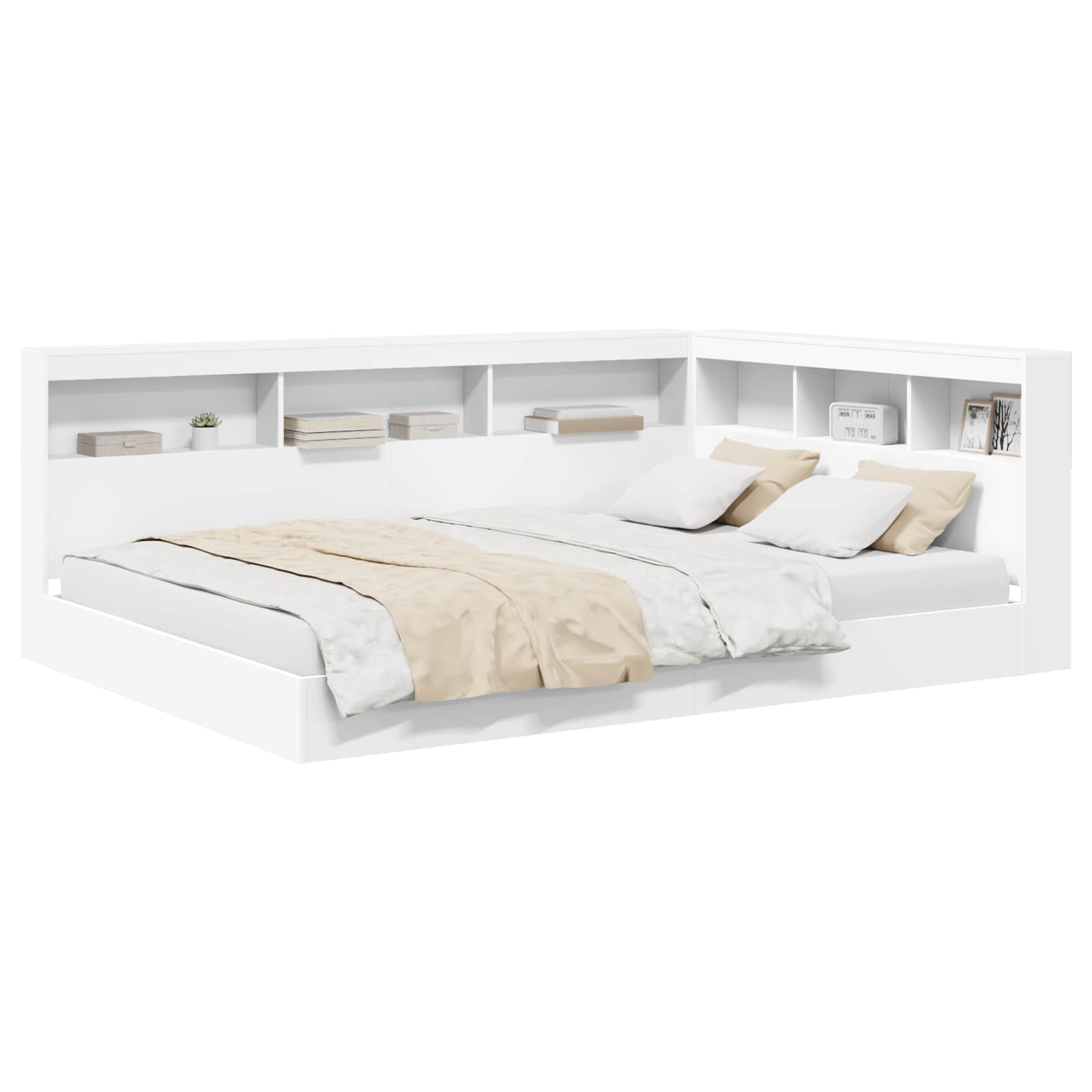 Letto Libreria Bianco 140 x 200 cm Legno multistrato | homemem39