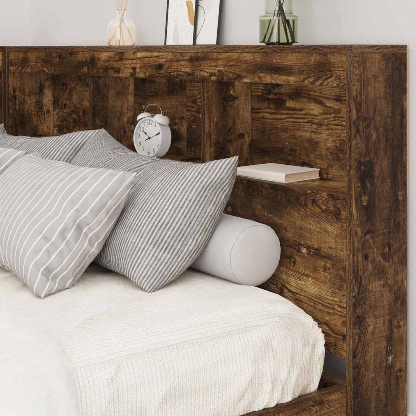 Letto Libreria Rovere fumo 140 x 200 cm Legno multistrato | homemem39