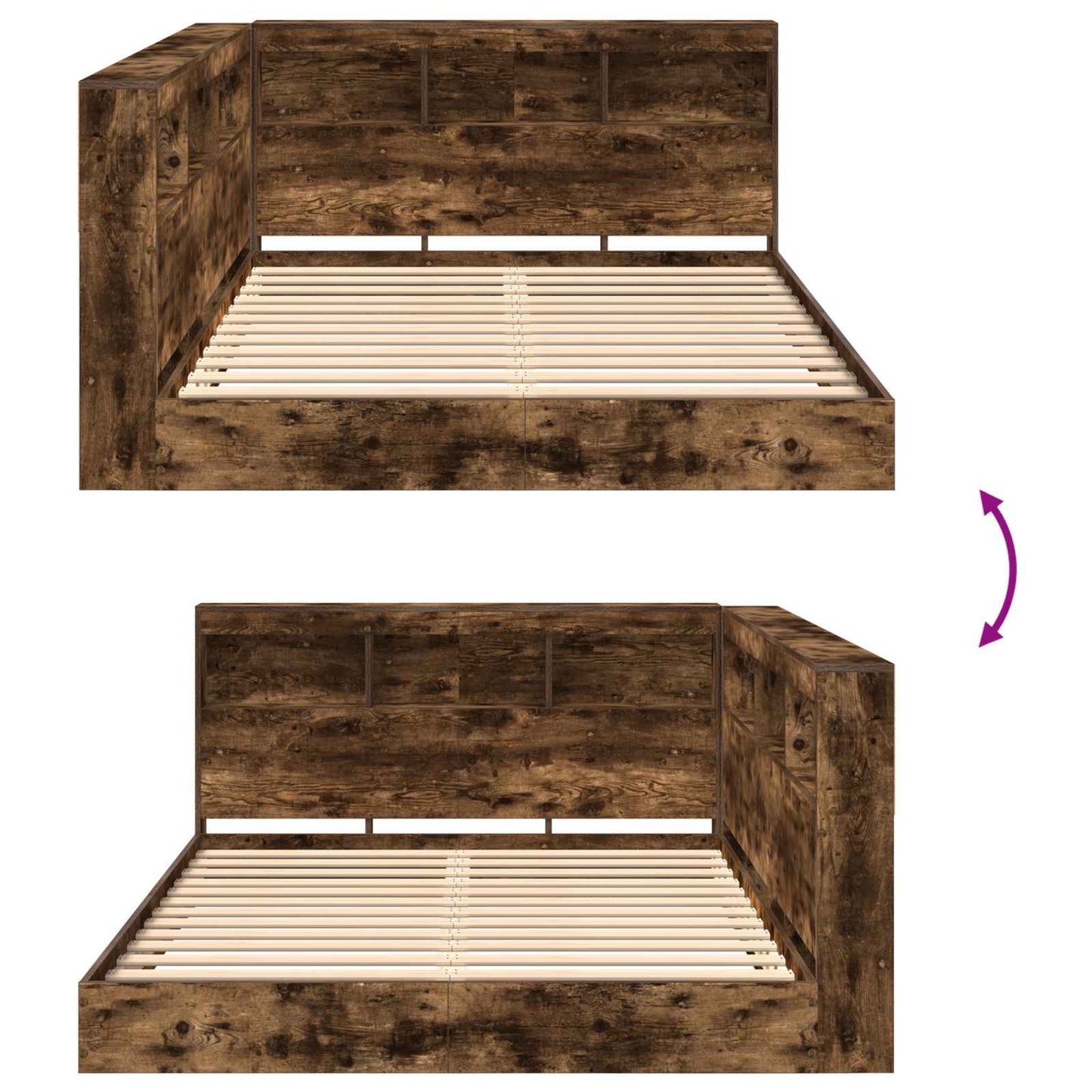Letto Libreria Rovere fumo 140 x 200 cm Legno multistrato | homemem39