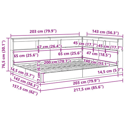 Letto Libreria Rovere fumo 140 x 200 cm Legno multistrato | homemem39