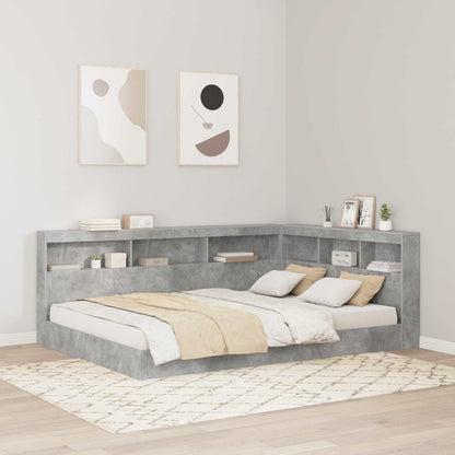 Letto Libreria Grigio cemento 160 x 200 cm Legno multistrato | homemem39