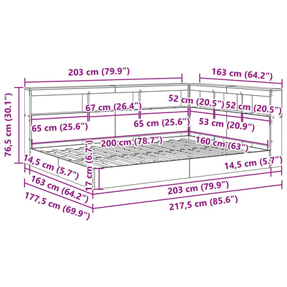 Letto Libreria Grigio cemento 160 x 200 cm Legno multistrato | homemem39