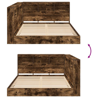 Letto Libreria Rovere fumo 160 x 200 cm Legno multistrato