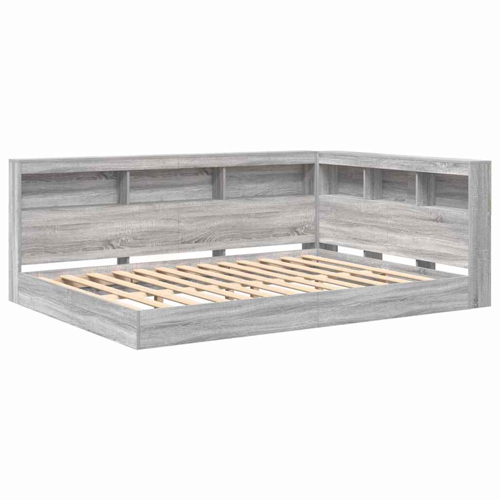 Letto Libreria Grigio sonoma 160 x 200 cm Legno multistrato | homemem39