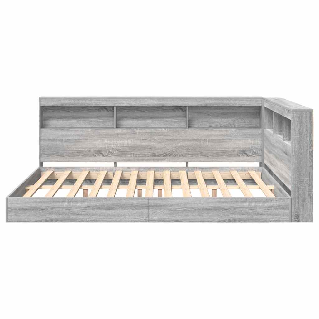 Letto Libreria Grigio sonoma 160 x 200 cm Legno multistrato | homemem39