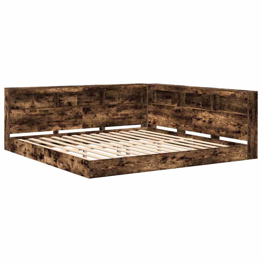 Letto Libreria Rovere fumo 180 x 200 cm Legno multistrato