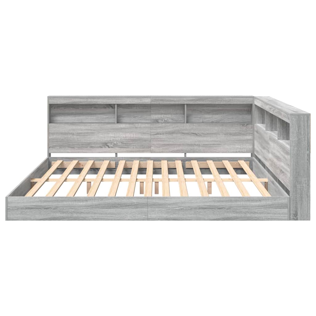 Letto Libreria Grigio sonoma 180 x 200 cm Legno multistrato | homemem39