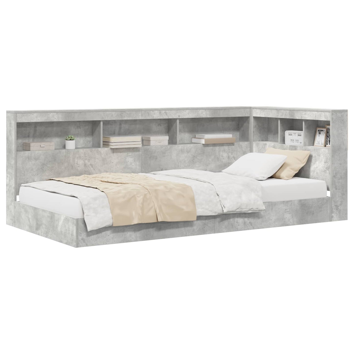Letto Libreria Grigio cemento 75 x 190 cm Legno multistrato | homemem39