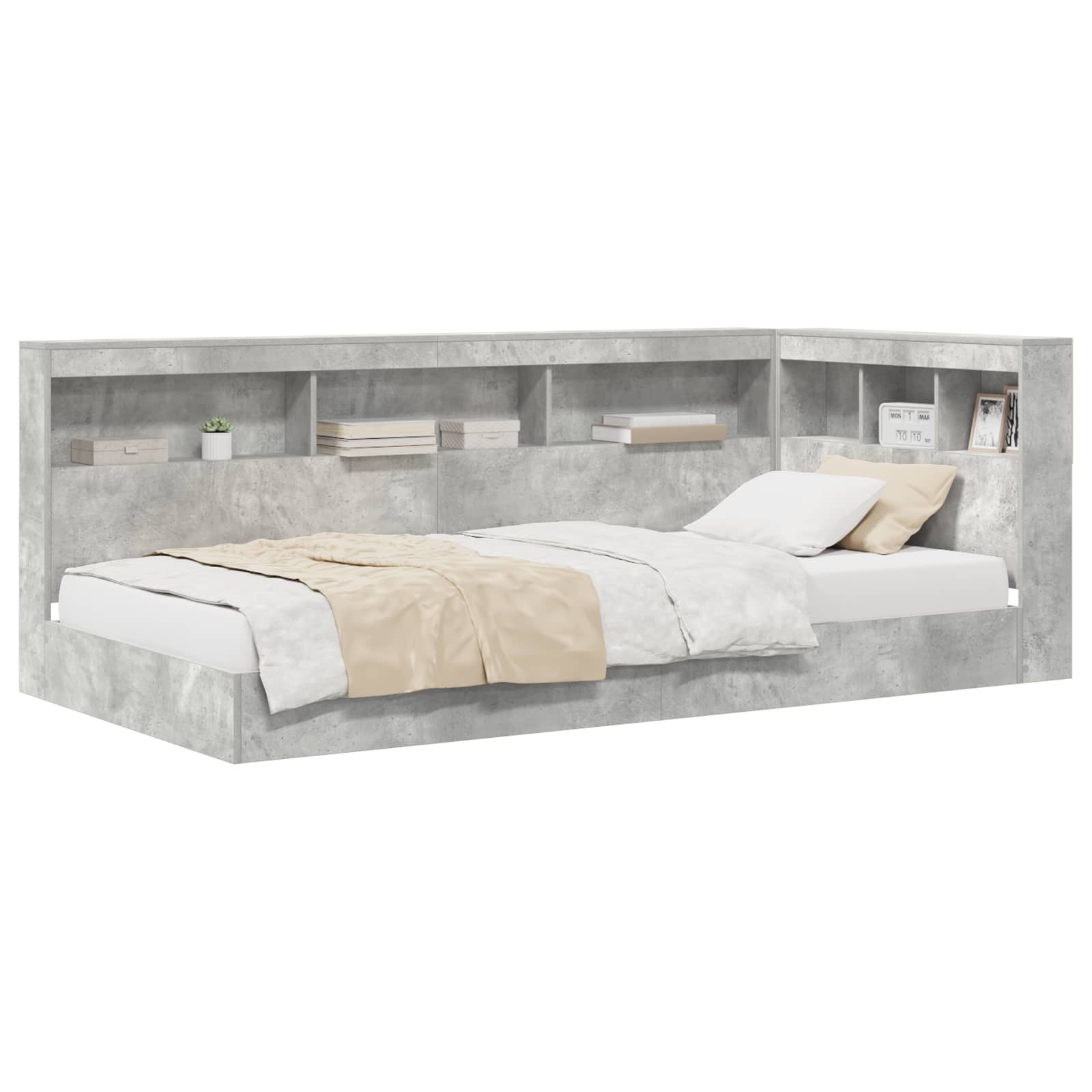 Letto Libreria Grigio cemento 75 x 190 cm Legno multistrato | homemem39