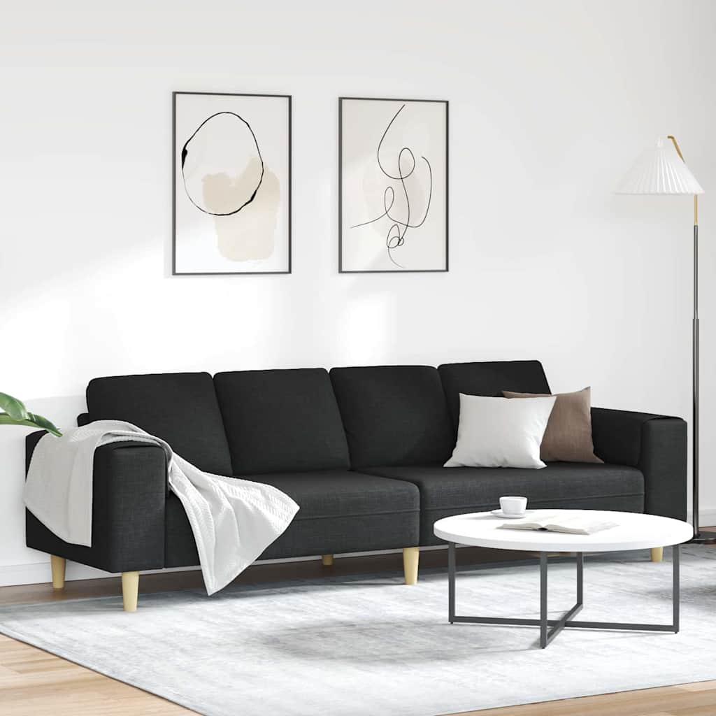 Divano per Soggiorno Nero 250 x 77 x 76 cm Poliestere | homemem39
