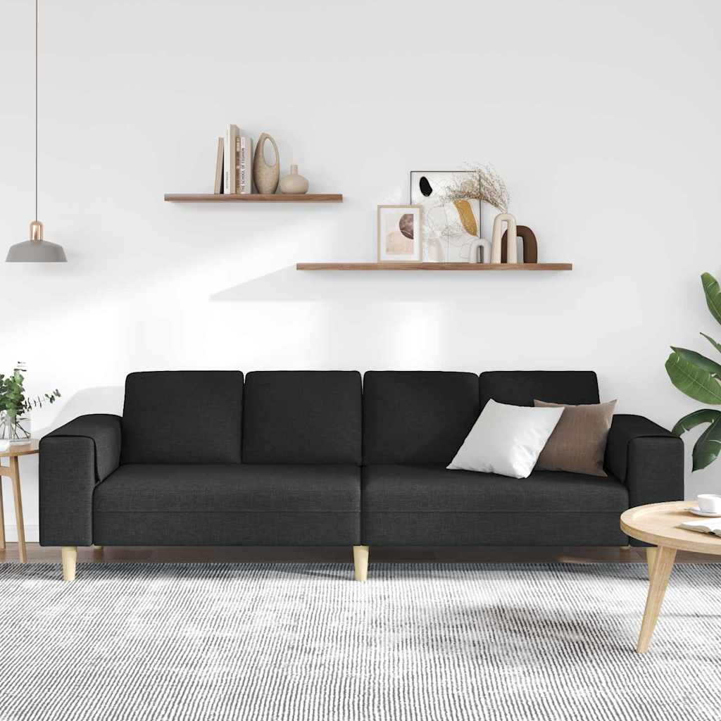 Divano per Soggiorno Nero 250 x 77 x 76 cm Poliestere | homemem39