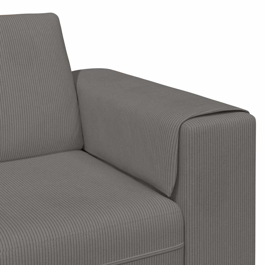 Divano Grigio chiaro 250 x 77 x 76 cm Tessuto in Cords | homemem39