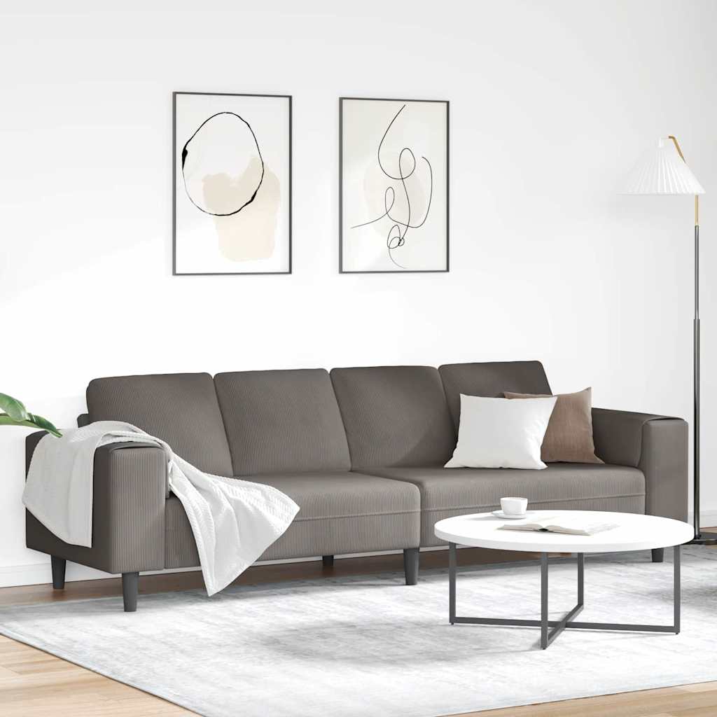 Divano Grigio chiaro 250 x 77 x 76 cm Tessuto in Cords | homemem39