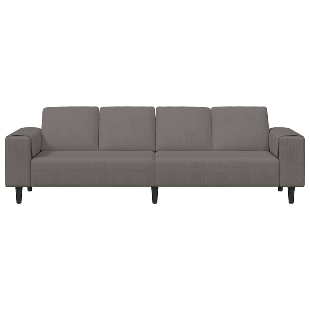 Divano Grigio chiaro 250 x 77 x 76 cm Tessuto in Cords | homemem39